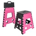 PrettyKrafts 18 Inches Super Strong Folding Step Stool for Adults and Kids, Kitchen Stepping Stools, Garden Step Stool Kitchen Stool -(Pack of 2),Pink