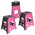 PrettyKrafts 18 Inches Super Strong Folding Step Stool for Adults and Kids, Kitchen Stepping Stools, Garden Step Stool Kitchen Stool -(Pack of 3),Pink