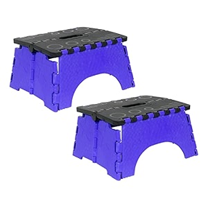 prettykrafts 7 inches super strong folding step stool for adults and kids kitchen stepping stools garden step stool kitchen stool -pack of 2blue