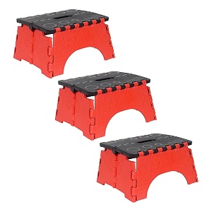 prettykraftys 7 inches super strong folding step stool for adults and kids kitchen stepping stools garden step stool kitchen stool -pack of 3red