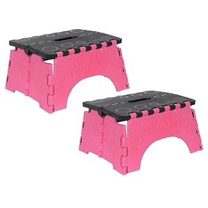 prettykrafts 7 inches super strong folding step stool for adults and kids kitchen stepping stools garden step stool kitchen stool -pack of 2pink