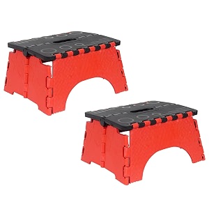 prettykrafts 7 inches super strong folding step stool for adults and kids kitchen stepping stools garden step stool kitchen stool -pack of 2red