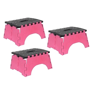 prettykrafts 7 inches super strong folding step stool for adults and kids kitchen stepping stools garden step stool kitchen stool -pack of 3pink