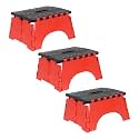 PrettyKraftys 7 Inches Super Strong Folding Step Stool for Adults and Kids, Kitchen Stepping Stools, Garden Step Stool Kitchen Stool -(Pack of 3),Red