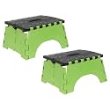 PrettyKrafts 7 Inches Super Strong Folding Step Stool for Adults and Kids, Kitchen Stepping Stools, Garden Step Stool Kitchen Stool -(Pack of 2),Green