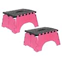 PrettyKrafts 7 Inches Super Strong Folding Step Stool for Adults and Kids, Kitchen Stepping Stools, Garden Step Stool Kitchen Stool -(Pack of 2),Pink