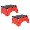 PrettyKrafts 7 Inches Super Strong Folding Step Stool for Adults and Kids, Kitchen Stepping Stools, Garden Step Stool Kitchen Stool -(Pack of 2),Red