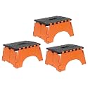 PrettyKrafts 7 Inches Super Strong Folding Step Stool for Adults and Kids, Kitchen Stepping Stools, Garden Step Stool Kitchen Stool -(Pack of 3),Orange