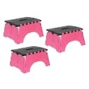 PrettyKrafts 7 Inches Super Strong Folding Step Stool for Adults and Kids, Kitchen Stepping Stools, Garden Step Stool Kitchen Stool -(Pack of 3),Pink