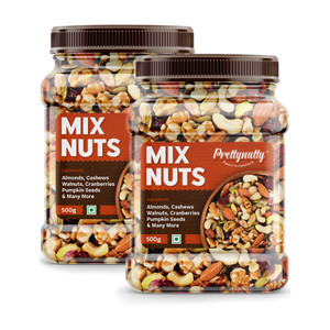 prettynutty healthy nutmix mixed dryfruits source of vitamin and minerals-combo 2 x 500 g