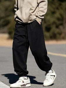 Pricha Solid Men Black Track Pants