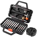 Pridefend Punch Set, Roll Pin Punch Set Made of Solid Material,Including Steel Pin Punch Set, Roll Pin Starter Punch and Hammer,with Organizer Storage Box (with Bench Block)