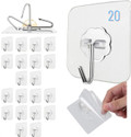 Prievado 20Pcs Adhesive Wall Hooks Quick Mount