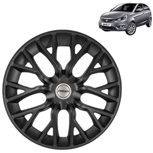 prigan bolt xt only matte black wheel cover 1534 for tata bolt xtset of 4 pcs press fitting model- phantom_black_15