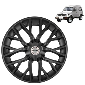 prigan gypsy matte black wheel cover 1534 for maruti gypsyset of 4 pcs press fitting model- phantom_black_15