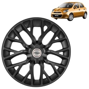 prigan micra matte black wheel cover 1434 for micraset of 4 pcs press fitting model- phantom_black_14