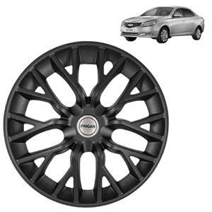 prigan optra matte black wheel cover 1434 for optraset of 4 pcs press fitting model- phantom_black_14
