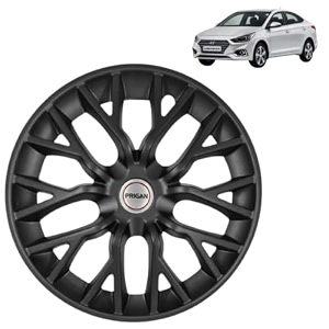 prigan verna matte black wheel cover 1434 for vernaset of 4 pcs press fitting model- phantom_black_14