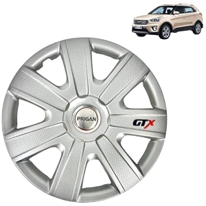 prigan wheel cover for creta silver wheel cover 1634 for hyundai creta set of 4 pcs press fitting model name- gtx silver 16