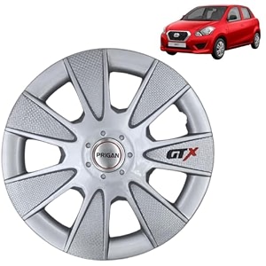 prigan wheel cover for datsun go 13 inch silver wheel cap available in 1213141516 inch set of 4 pcs press fitting model- gtx silver-13