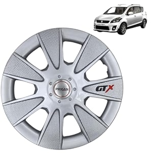prigan wheel cover for ertiga all variants 15 inch silver wheel cap available in 1213141516 inch set of 4 pcs press fitting model- gtx silver-15