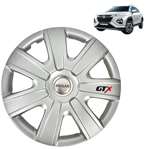 prigan wheel cover for fronx silver wheel cover 1634 for hyundai fronx set of 4 pcs press fitting model name- gtx silver 16