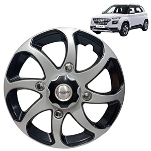 prigan wheel cover for hyundai venue e 15 inch black silver wheel cap available in 15 inch set of 4 pcs press fitting model- bolero reverse-15
