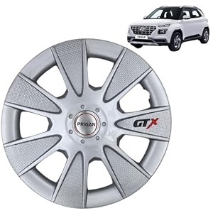 prigan wheel cover for hyundai venue e 15 inch silver wheel cap available in 1213141516 inch set of 4 pcs press fitting model- gtx silver-15