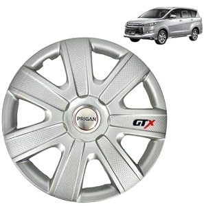 prigan wheel cover for innova crysta silver wheel cover 1634 for innova crysta set of 4 pcs press fitting model name- gtx silver 16