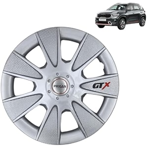 prigan wheel cover for kia sonet 15 inch silver wheel cap available in 1213141516 inch set of 4 pcs press fitting model- gtx silver-15