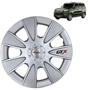 prigan wheel cover for mahindra bolero neo 15 inch silver wheel cap available in 1213141516 inch set of 4 pcs press fitting model- gtx silver-15