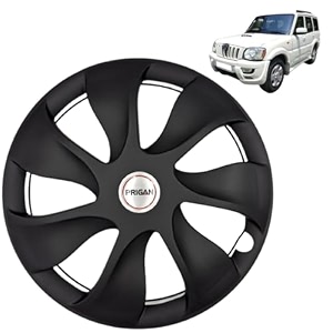 prigan wheel cover for mahindra scorpio old 15 inch black wheel cap available in 15 inch set of 4 pcs press fitting model- urban black-15
