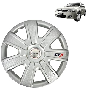 prigan wheel cover for mahindra verito 14 inch silver wheel cap available in 12131415 inch set of 4 pcs press fitting model- gtx-silver-14