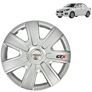 prigan wheel cover for maruti dzire all variants 14 inch silver wheel cap available in 12131415 inch set of 4 pcs press fitting model- gtx-silver-14