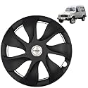 PRIGAN Wheel Cover for Maruti Suzuki Gypsy 15 Inch Black Wheel Cap (Available in 15 Inch) (Set of 4 Pcs) (Press Fitting) Model- Urban Black-15