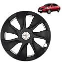 PRIGAN Wheel Cover for Nissan Sunny 15 Inch Black Wheel Cap (Available in 15 Inch) (Set of 4 Pcs) (Press Fitting) Model- Urban Black-15