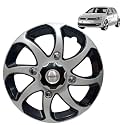 Prigan Wheel Cover for Polo 15 Inch Black Silver Wheel Cap (Available in 15 Inch) (Set of 4 Pcs) (Press Fitting) Model- Bolero Reverse-15