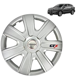 prigan wheel cover for scross silver wheel cover 1634 for maruti scross set of 4 pcs press fitting model name- gtx silver 16