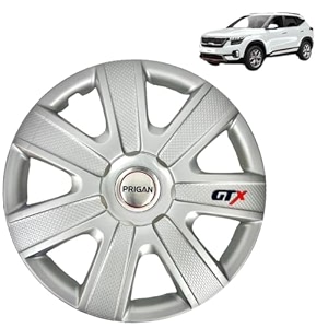 prigan wheel cover for seltos silver wheel cover 1634 for kia seltos set of 4 pcs press fitting model name- gtx silver 16