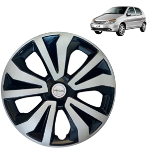 prigan wheel cover for tata indica v2 14 inch black silver wheel cap available in 14 inch set of 4 pcs press fitting model- tgo-t1-dc-14