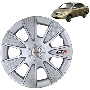 prigan wheel cover for tata manza 15 inch silver wheel cap available in 1213141516 inch set of 4 pcs press fitting model- gtx silver-15
