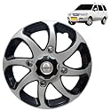 Prigan Wheel Cover for Tavera 15 Inch Black Silver Wheel Cap (Available in 15 Inch) (Set of 4 Pcs) (Press Fitting) Model- Bolero Reverse-15