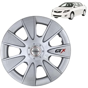 prigan wheel cover for toyota corolla old 15 inch silver wheel cap available in 1213141516 inch set of 4 pcs press fitting model- gtx silver-15