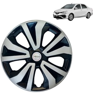 prigan wheel cover for toyota etios old 14 inch black silver wheel cap available in 14 inch set of 4 pcs press fitting model- tgo-t1-dc-14