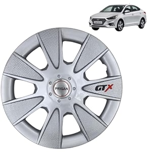 prigan wheel cover for verna 15 inch silver wheel cap available in 1213141516 inch set of 4 pcs press fitting model- gtx silver-15