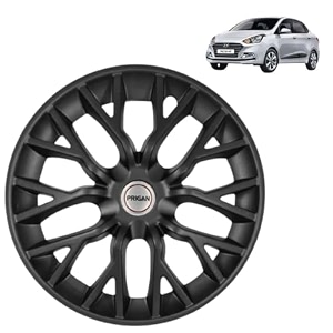 prigan xcent matte black wheel cover 1434 for xcentset of 4 pcs press fitting model- phantom_black_14