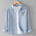 PRIHA CREATION Men Embroidered Casual Light Blue