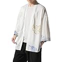 PRIJOUHE Men's Japanese Kimono Robe Jacket 3/4 Sleeve Open Front Yukata