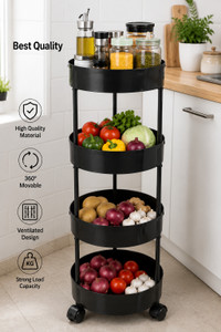 PRIKAP ENTERPRISE 4-TIER MULTIPURPOSE ROUND KITCHEN TROLLEY