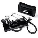 Primacare DS-9181-BK Professional Aneroid Sphygmomanometer and Sprague Rappaport Stethoscope, Manual Blood Pressure Kit with Cuff and Carrying Case, Black